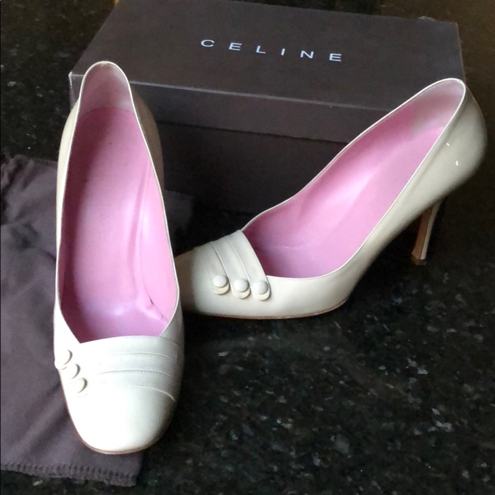 White patent leather Celine pumps - size 40.5